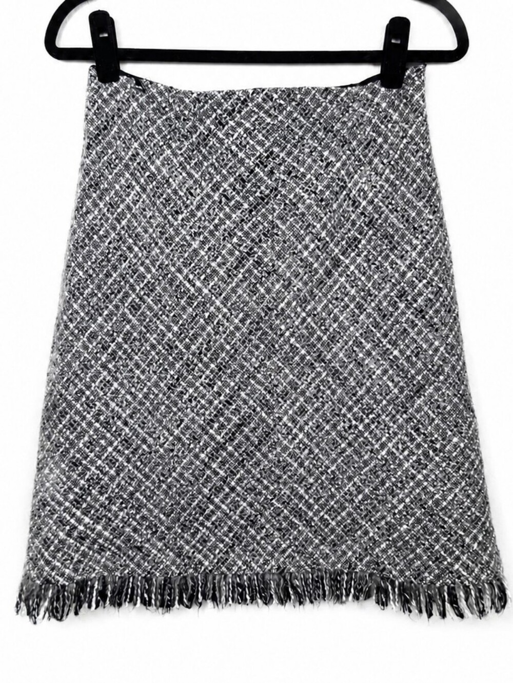 Apostrophe Y2K Tweed Fringe Mini Skirt Wool Blend Preppy Academia Size 8